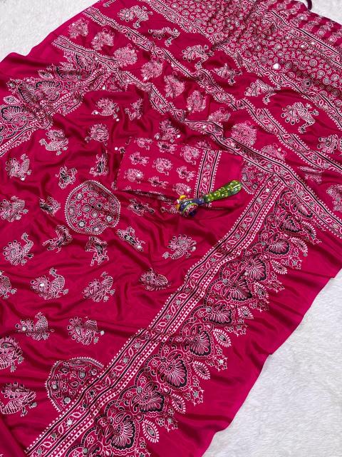 Vastrangan ajarakh print gujarat wholesale saree market